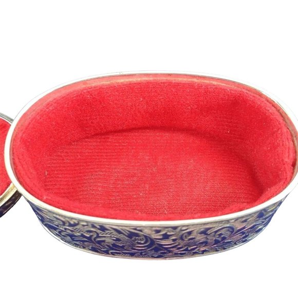 Trinket Vanity Jewelry Earring Box Embossed Metal Scroll Design Velvet Lined - Picture 3 of 12
